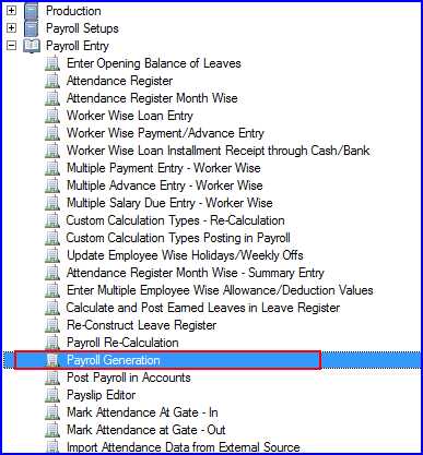 Payroll Generation